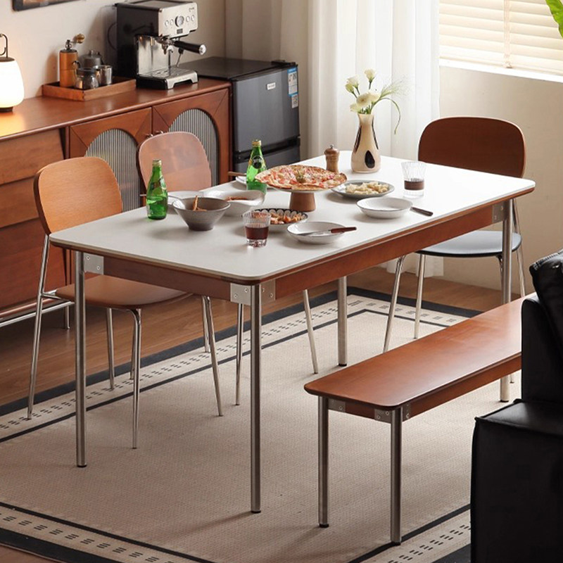 岩板餐桌中古风小户型长方形吃饭桌客厅家用2025新款复古餐厅桌子,淘宝优惠券,粉丝福利购,淘宝优惠卷