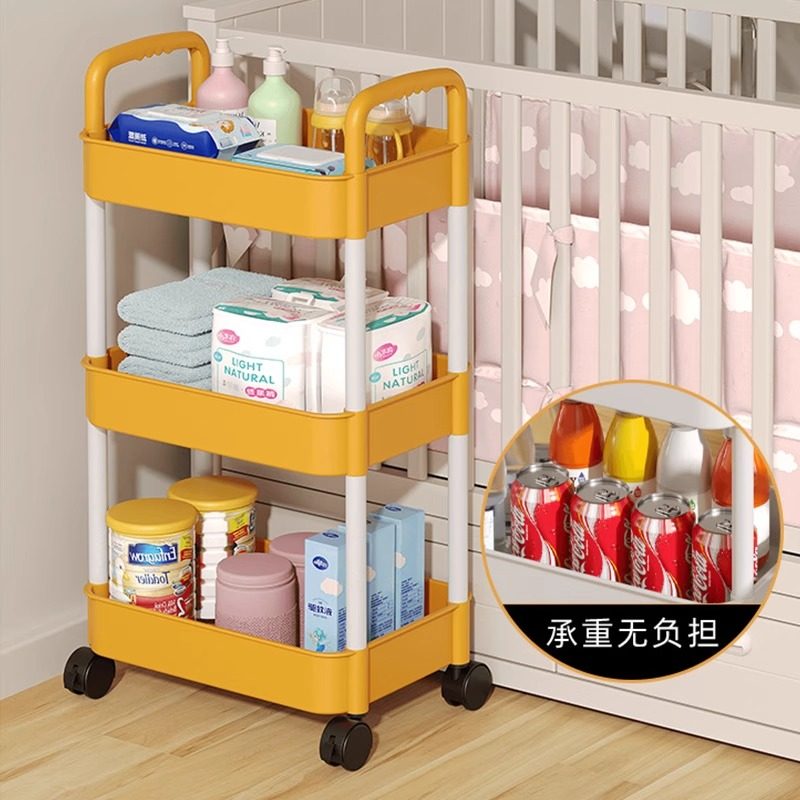 多层书架落地置物架可移动厨房蔬菜篮零食收纳小推车卧室床头架子,淘宝优惠券,粉丝福利购,淘宝优惠卷