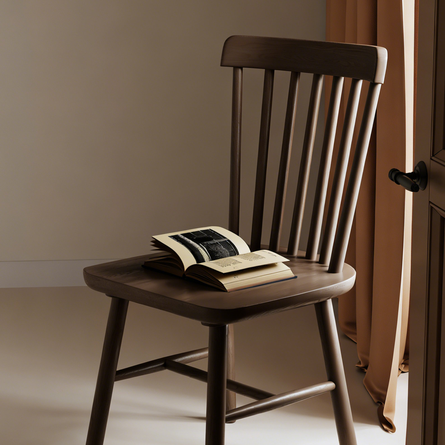 American retro solid wood dining chair for small home use