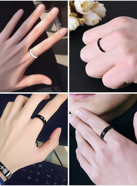 ins陶瓷戒指黑白抖音网红单身
