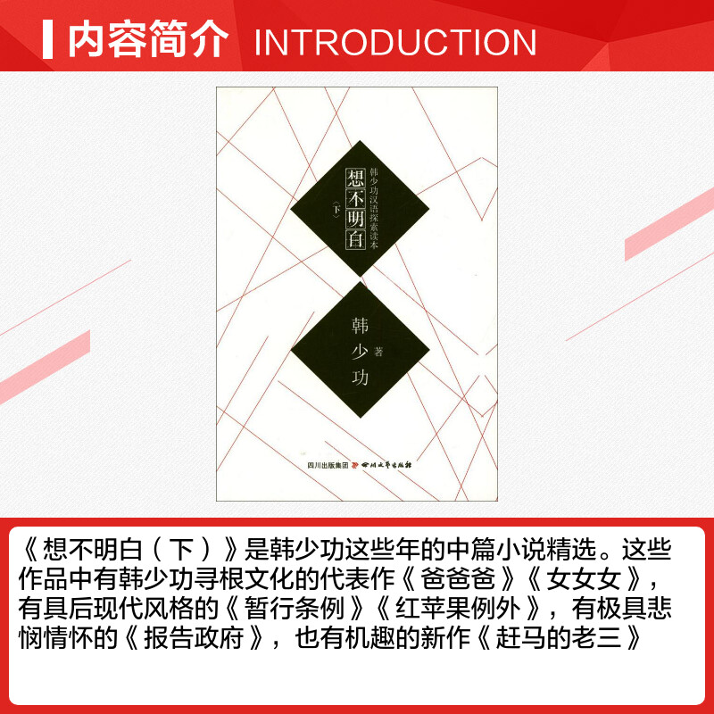 想不明白.下/韩少功 韩少功 著作 现代/当代文学文学 新华书店正版图书籍 四川文艺出版社 - 图1