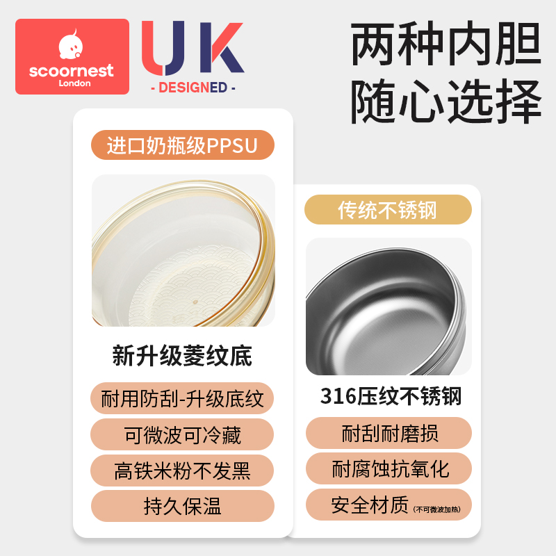 科巢PPSU宝宝辅食碗注水保温婴幼儿专用米粉吃饭恒温吸盘儿童餐具