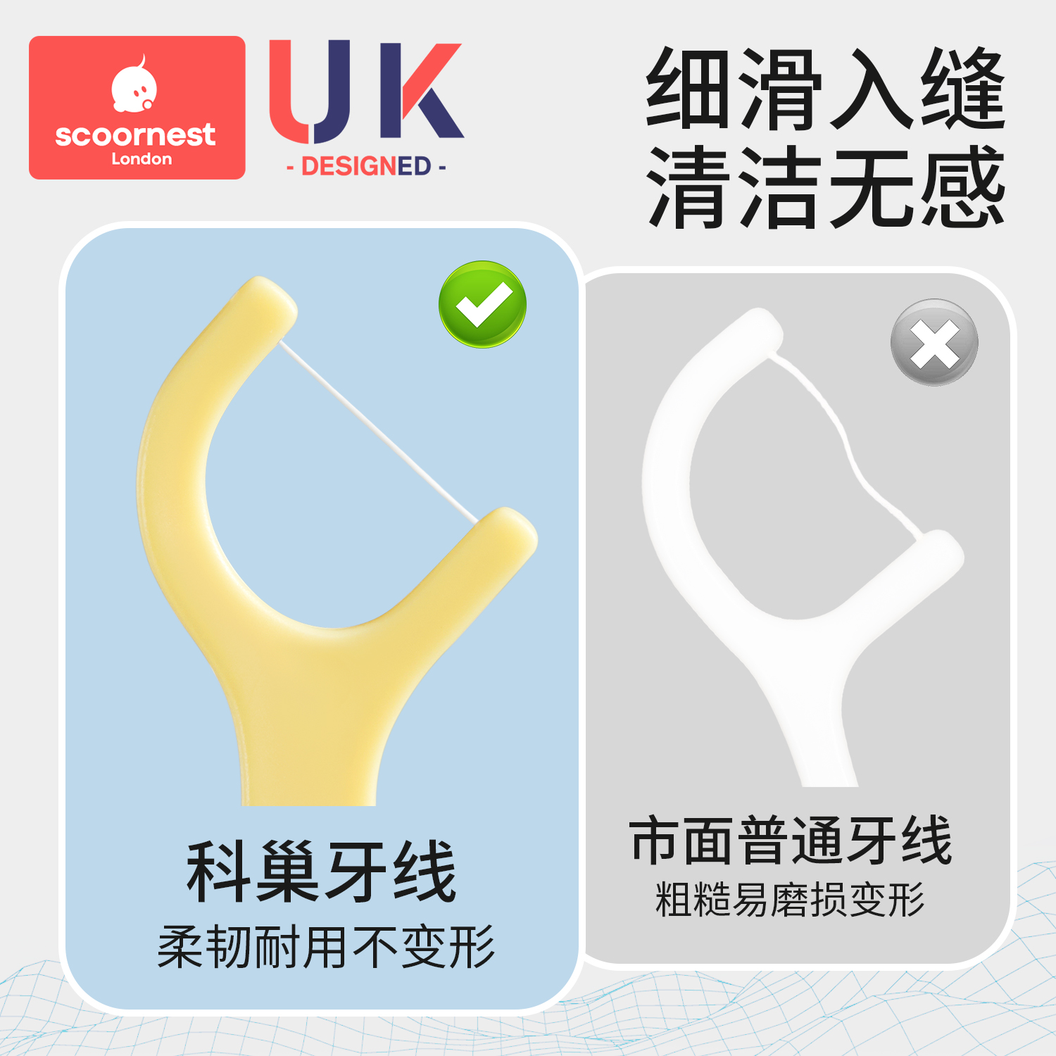 科巢儿童专用牙线口腔一次性超细牙签线宝宝便携独立包装牙线棒 - 图0