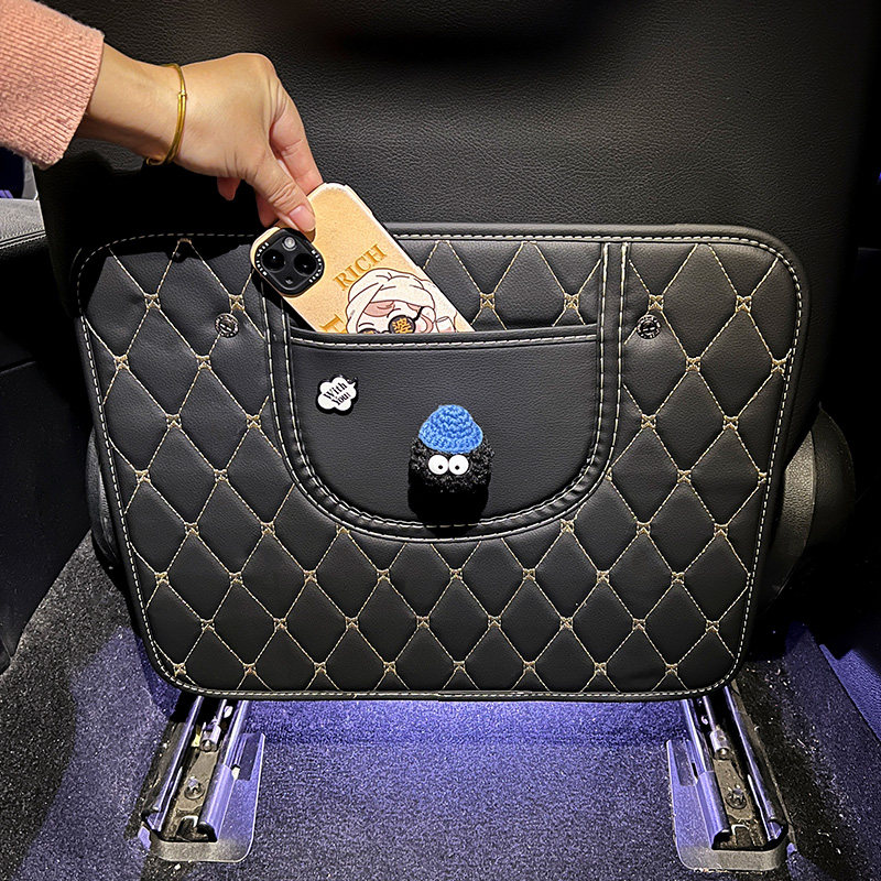 煤球汽车座椅背防踢垫儿童后座保护垫收纳袋防脏防护垫后排防磨垫,淘宝优惠券,粉丝福利购,淘宝优惠卷