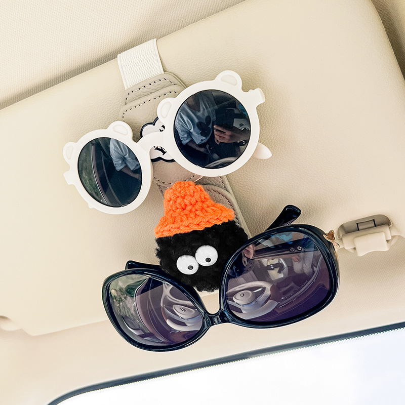 可爱小煤球车载眼镜夹汽车内遮阳板太阳墨镜夹多功能收纳两个双用 - 图2