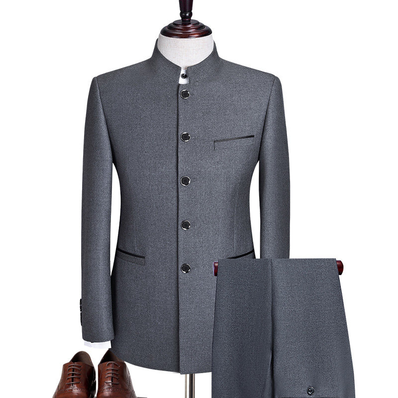 春秋中山装男士中华立领韩版西服 狮豹王子民族服装