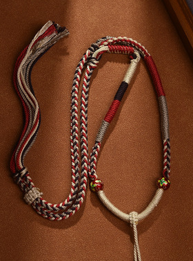 藏式全手工编织八股绳唐卡挂绳