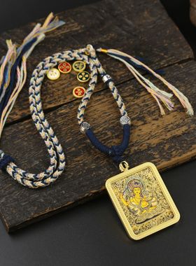 藏式双面唐卡吊坠佛牌项链