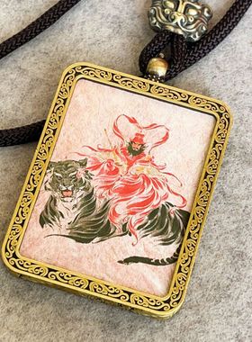 藏式武财神唐卡吊坠关公钟馗