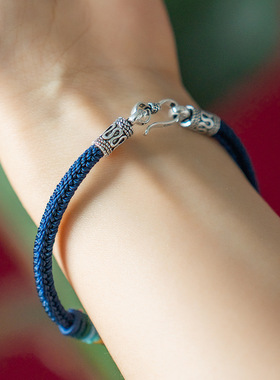 925银六字真言转运珠红绳手链