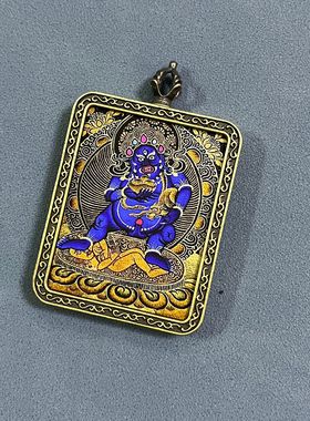 黑财神藏式唐卡吊坠佛牌