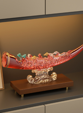 新中式八骏招财马摆件老板办公室