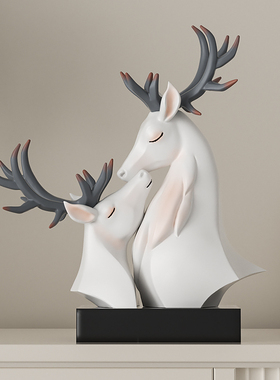 奶油风鹿艺术摆件客厅玄关装饰品