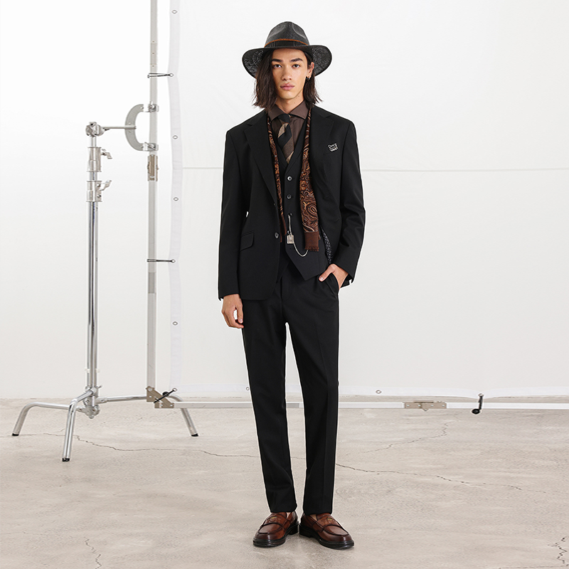 JDV男装2025商场同款春秋新款黑色男士直筒西裤商务正装 - 图0