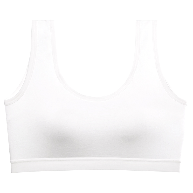 无痕内衣女初中学生小胸固定杯文胸一体式运动背心透气薄款棉夏季 - 图3