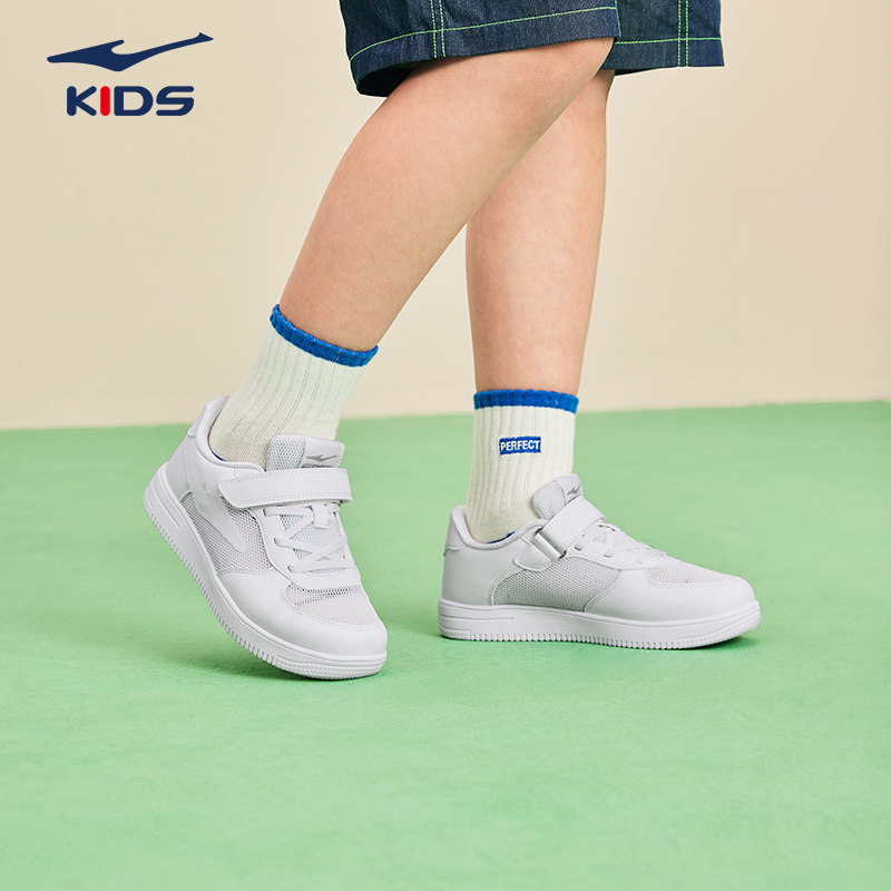 鸿星尔克儿童板鞋2025新款夏季校园小白鞋男白色鞋子透气运动鞋女