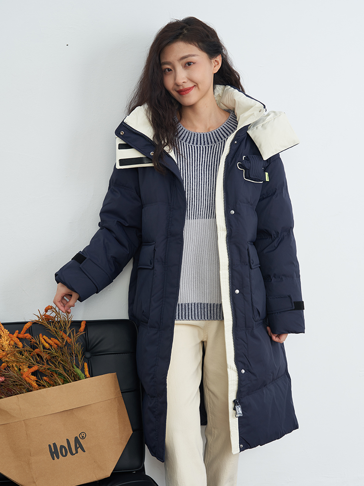 UGIZ商场同款2023年冬季新品韩版女装撞色长款保暖羽绒服UDYG822-图2
