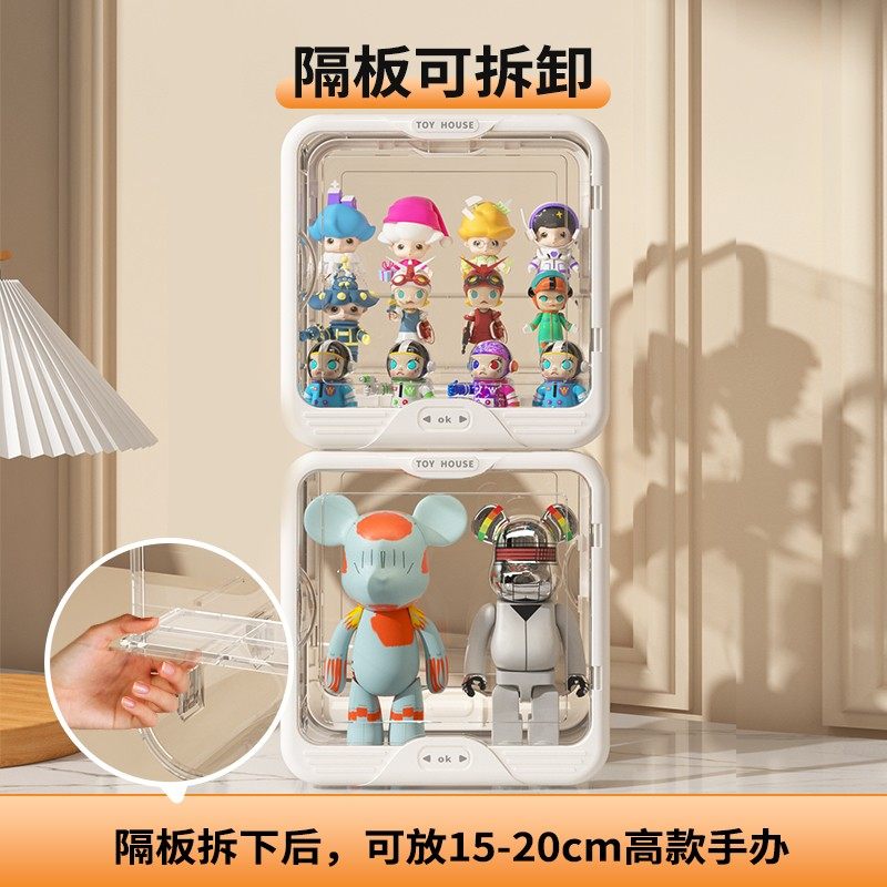 盲盒收纳展示架泡泡玛特手办盒透明亚克力防尘柜popmart置物盒子_虎窝淘
