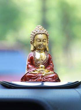 小号汽车内饰中控台禅意风佛像