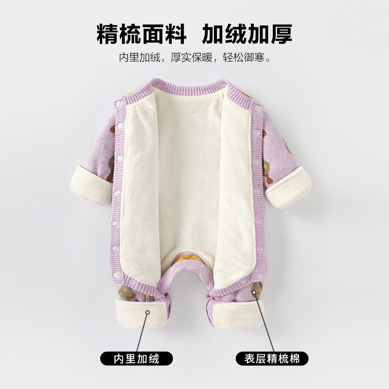 婴儿衣服秋冬针织衫连体衣加绒新生儿女宝宝春装婴幼儿冬季外出服,淘宝优惠券,粉丝福利购,淘宝优惠卷