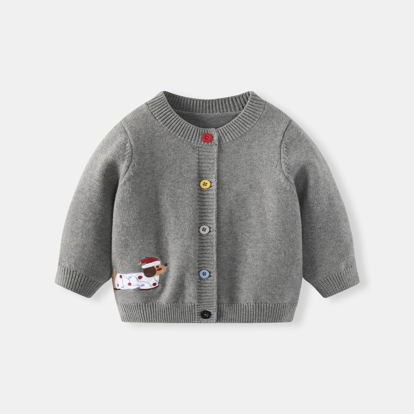 波步婴儿秋冬款加绒保暖毛衣男宝宝针织上衣外套男童外穿加厚冬装 - 图1