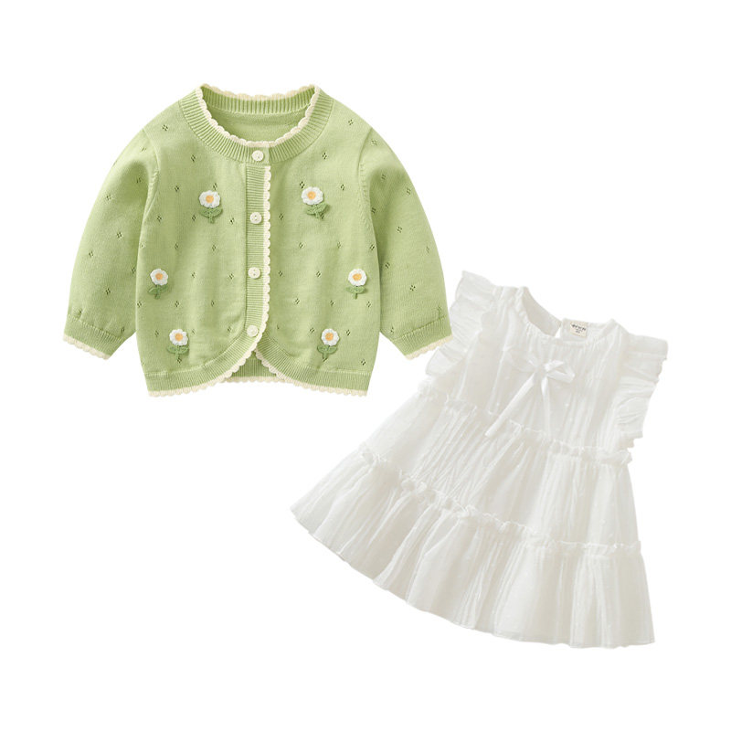 女童外套春装新款女宝宝毛衣针织衫开衫洋气裙子套装婴儿春季衣服,淘宝优惠券,粉丝福利购,淘宝优惠卷