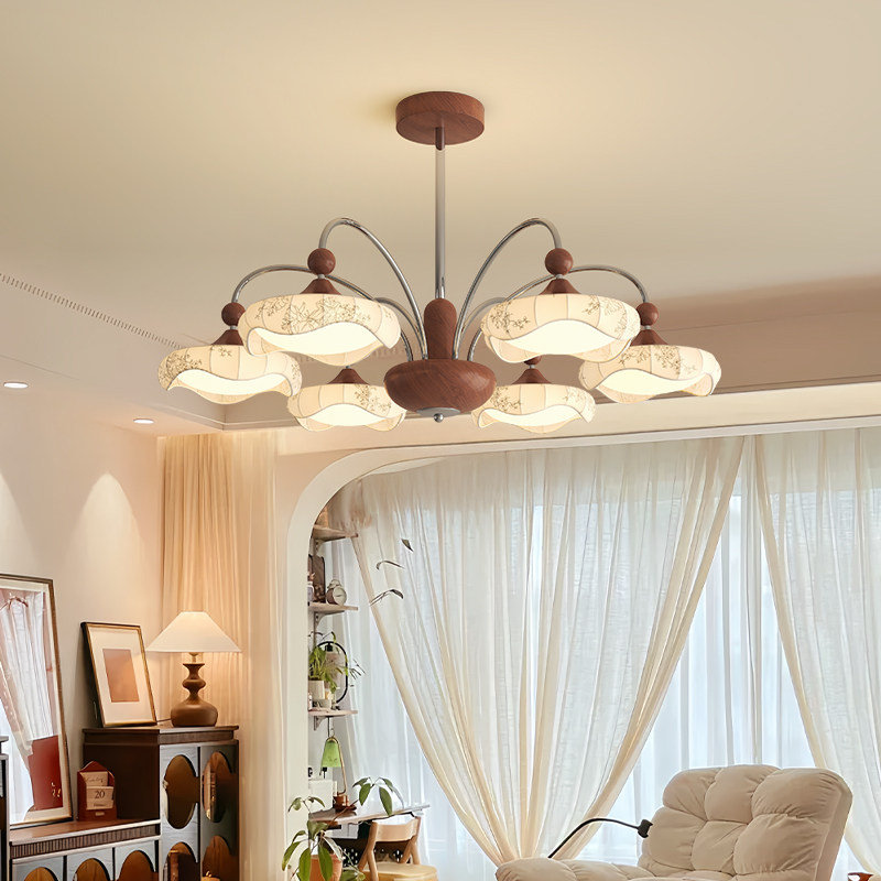 Medieval French printed fabric living room chandelier