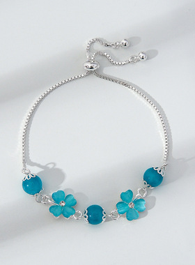 韩版新款猫眼石四叶草手链女