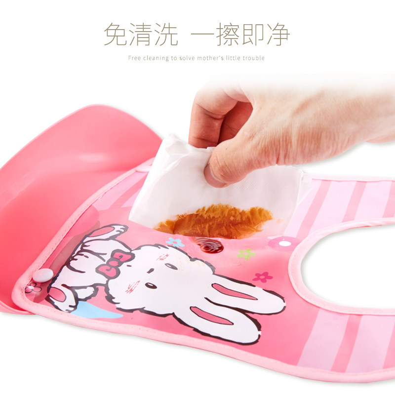 宝宝吃饭婴幼儿防水喂食仿硅胶围嘴 优贝迪食饭兜