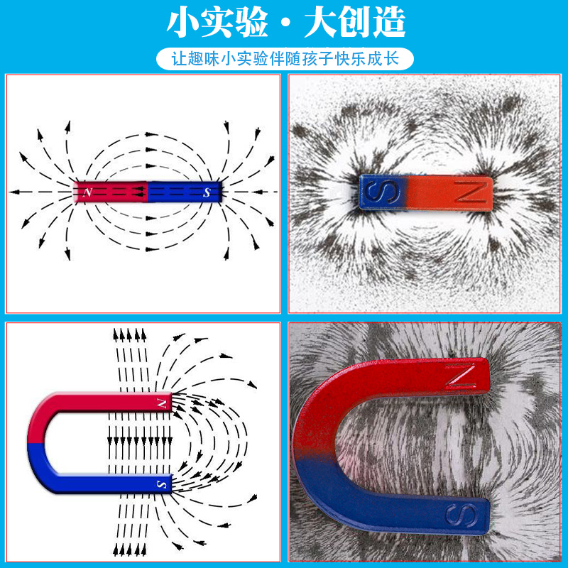 磁铁实验套装二年级下册科学磁铁套装盒学生用趣味物理科学小实验磁悬浮型条形吸铁石指南针教学实验教具全套 - 图2