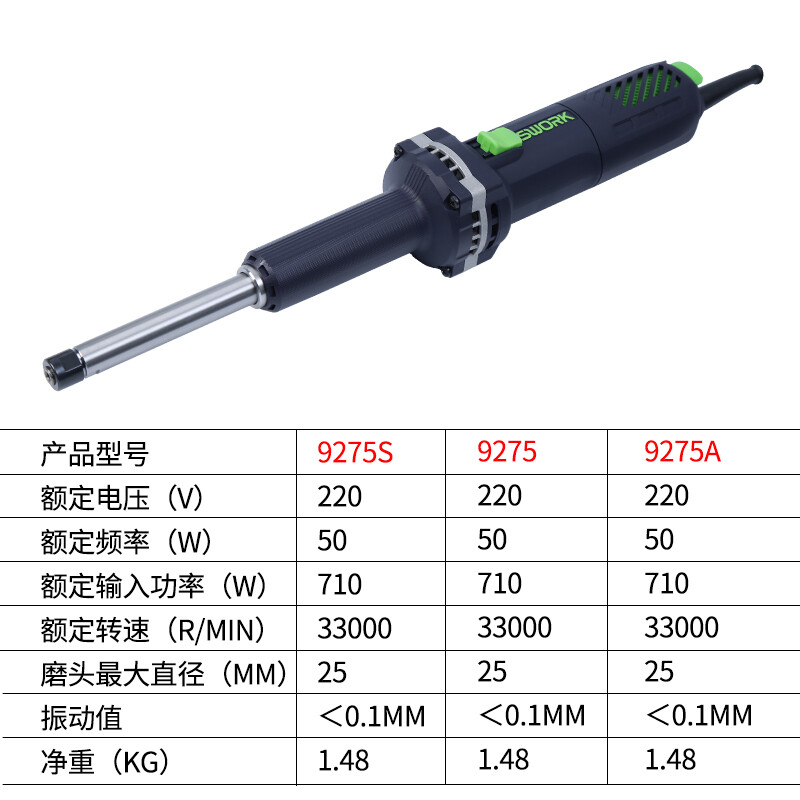 SWORK索沃克重载直磨机710W大功率9725S/9725S加长后开关磨光机 - 图2