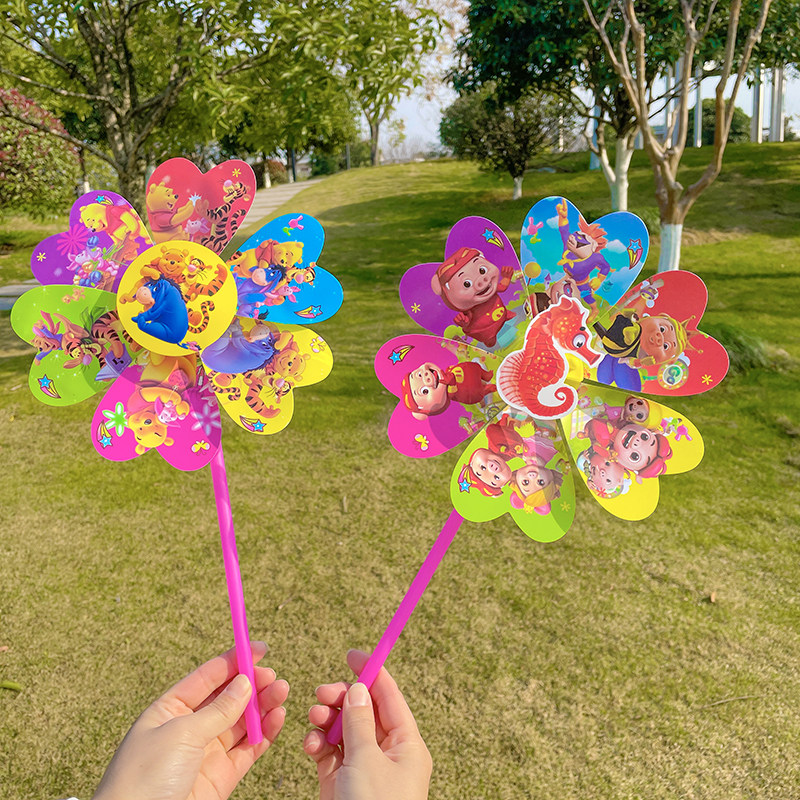 卡通风车地摊玩具幼儿园儿童礼物户外活动道具动物七彩塑料小风车,淘宝优惠券,粉丝福利购,淘宝优惠卷