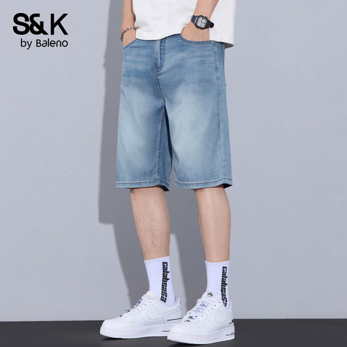 班尼路SK2026新款夏季天丝薄款牛仔短裤男宽松中裤冰丝五分裤男YS - 图3