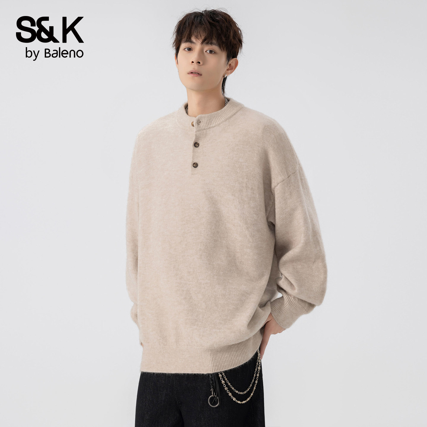 班尼路SK针织衫圆领毛衣男士秋季2025新款宽松百搭休闲卫衣YS,淘宝优惠券,粉丝福利购,淘宝优惠卷