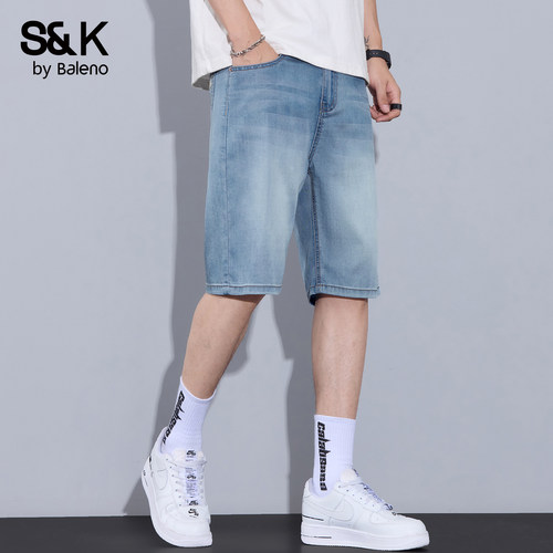 班尼路SK2026新款夏季天丝薄款牛仔短裤男宽松中裤冰丝五分裤男YS - 图2