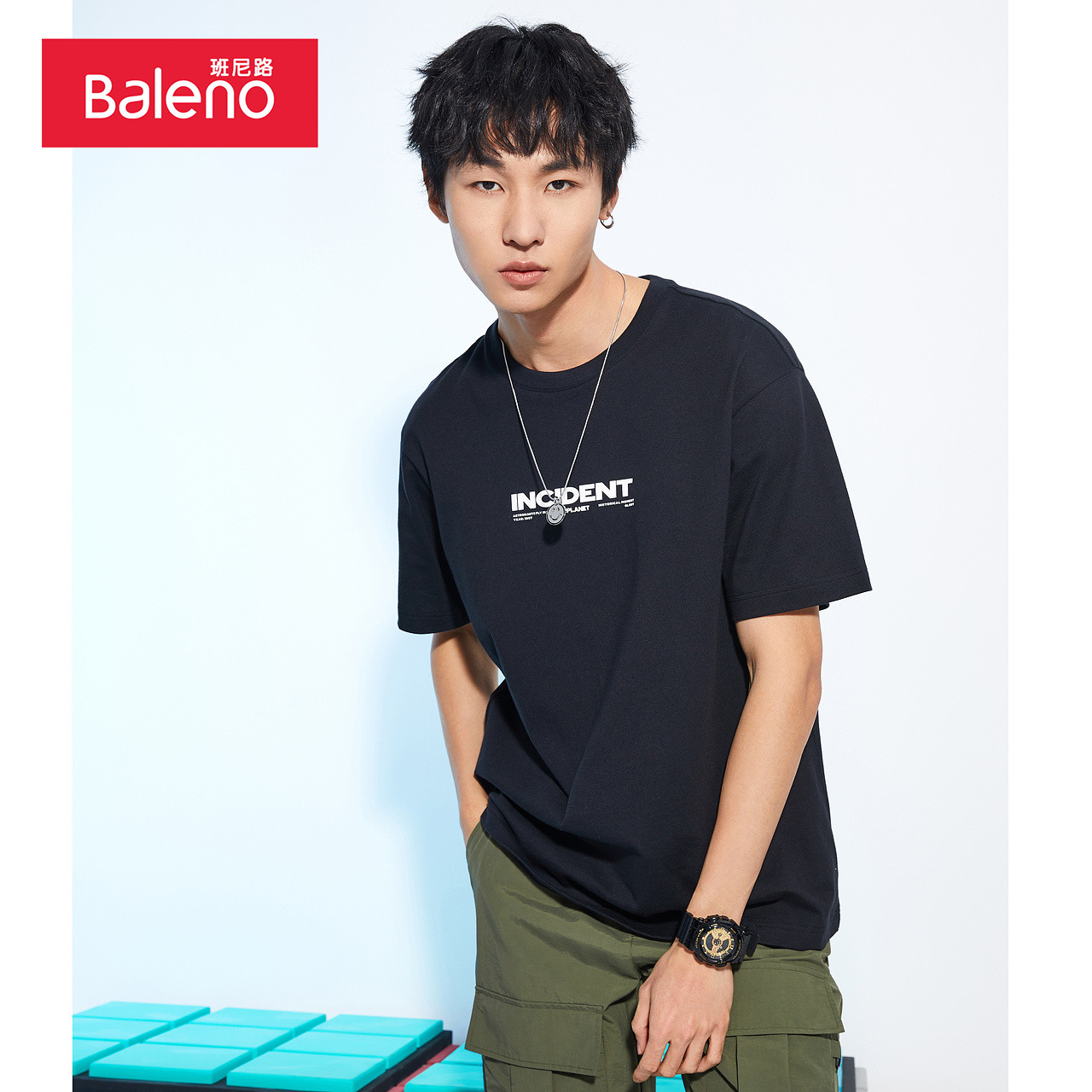 班尼路夏季新款潮流太空印花男t恤 baleno班尼路T恤