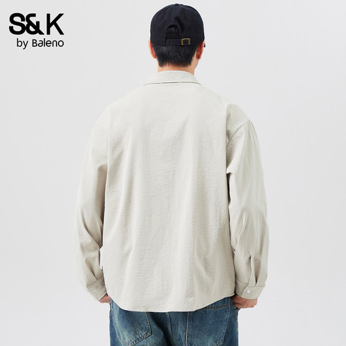 班尼路SK夏季休闲长袖衬衫男款新款男装宽松男士衬衣外套上衣服YS - 图3