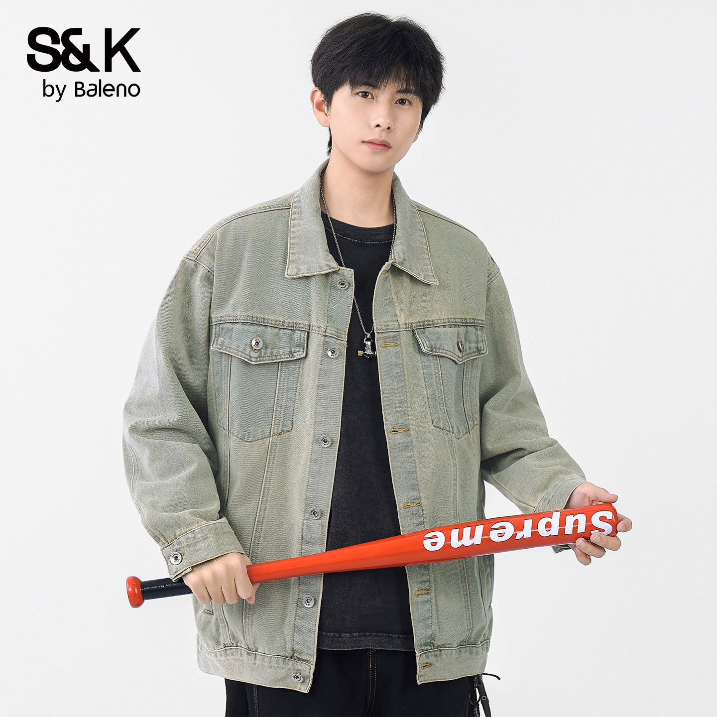 班尼路SK美式复古水洗牛仔外套男春季宽松工装夹克百搭休闲上衣YS,淘宝优惠券,粉丝福利购,淘宝优惠卷