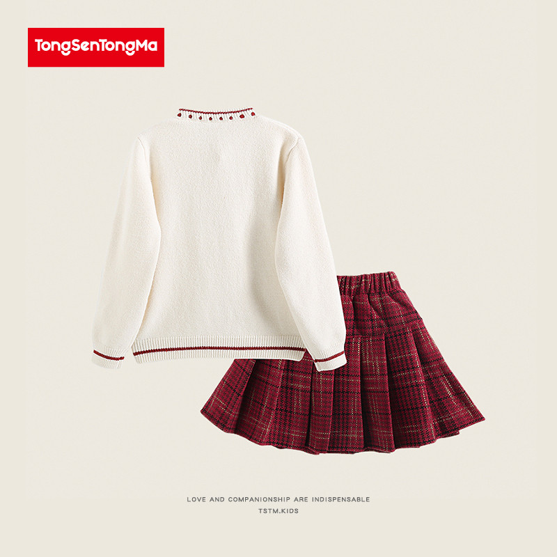 女童拜年服套装2026新款儿童毛衣新年衣服喜庆过年服冬装红色裙子,淘宝优惠券,粉丝福利购,淘宝优惠卷