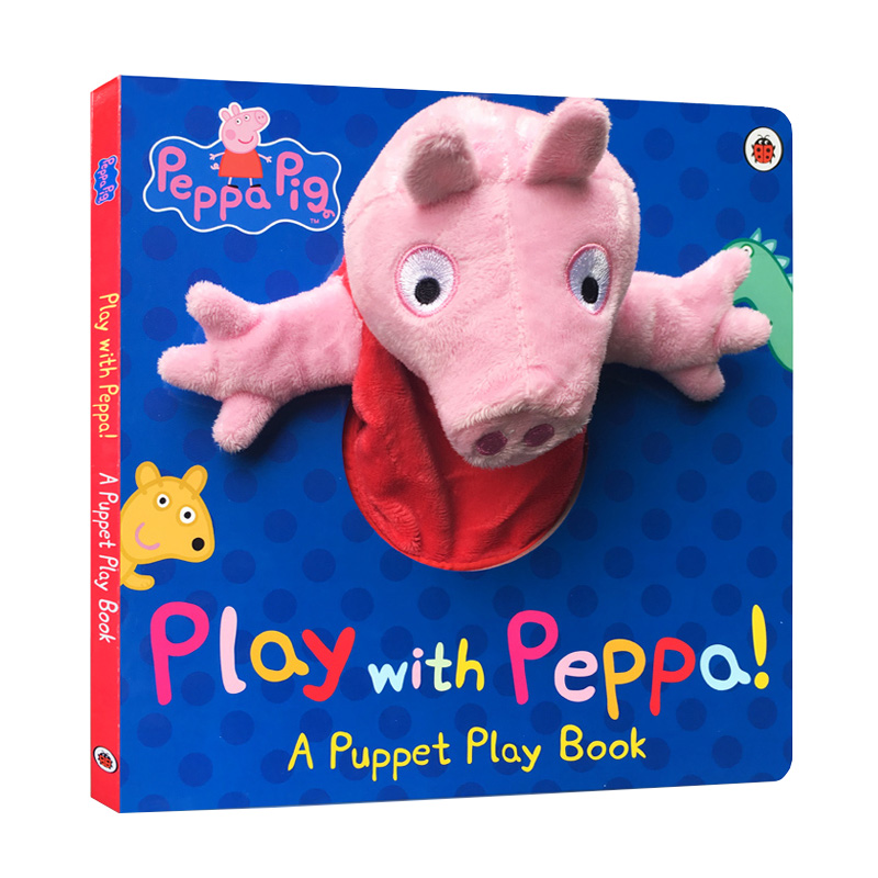 【现货】peppapig英文版绘本小猪佩奇PlaywithPeppaHandPuppetBook粉红猪小妹手偶书英文儿童手偶 - 图0