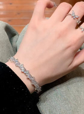 璀璨星星~闪钻破碎感轻奢高级不规则镶钻锆石手镯精致开口设计手