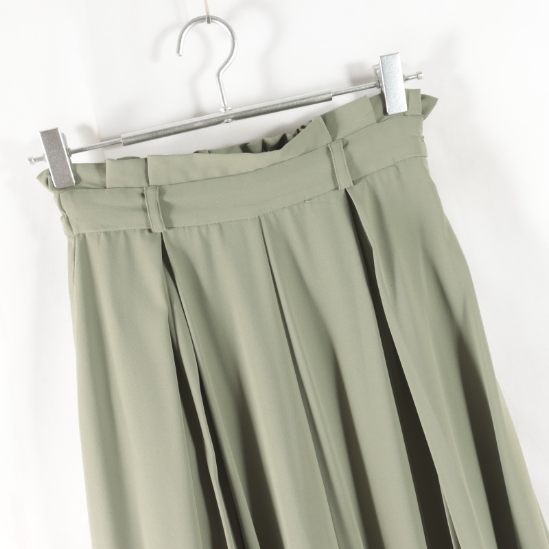 日单新款通勤百搭侧隐形拉链后松紧高腰显瘦长裤女纯色时尚阔腿裤 - 图1