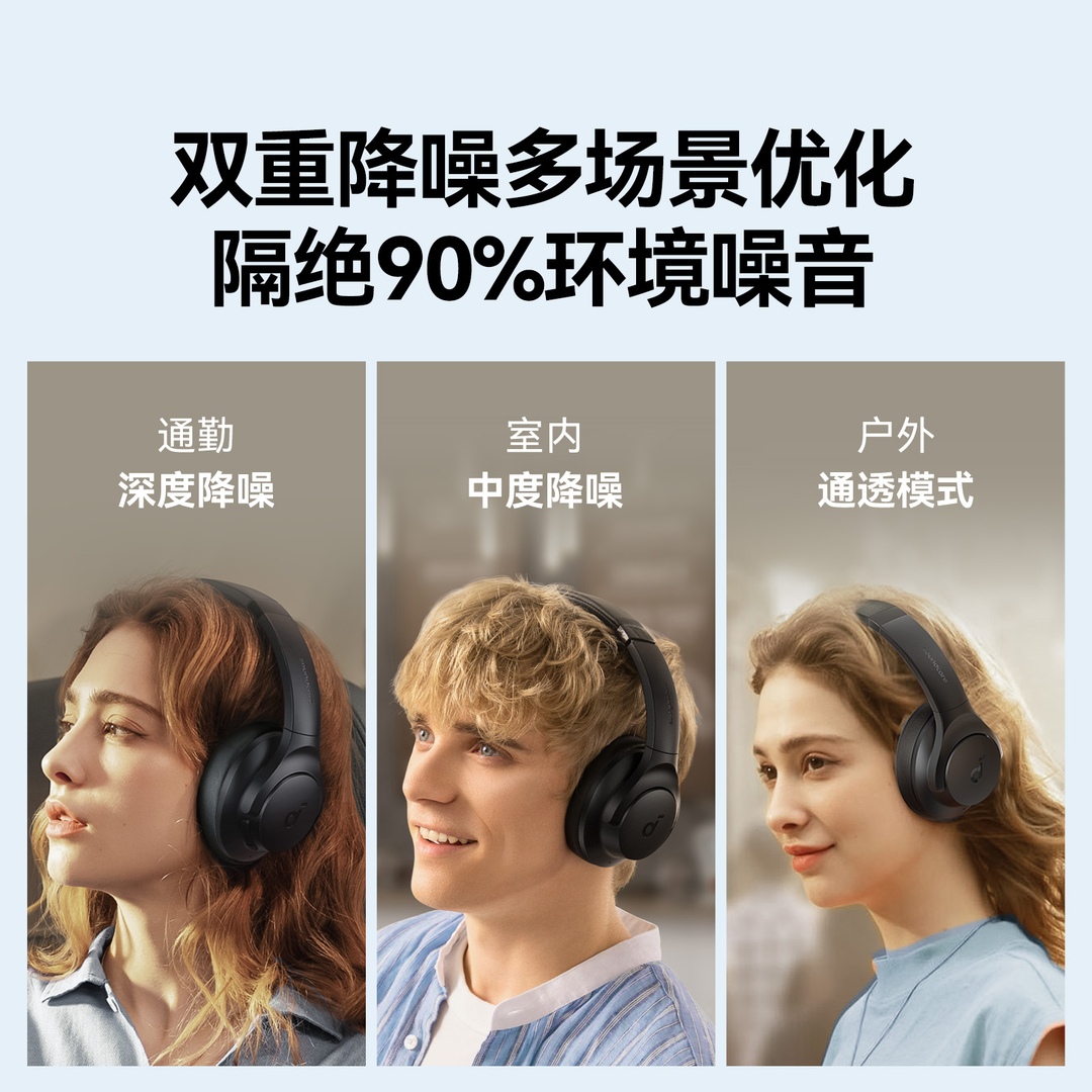 Soundcore声阔Q20i头戴主动降噪蓝牙无线耳机通用护耳HiFi小金标-图1