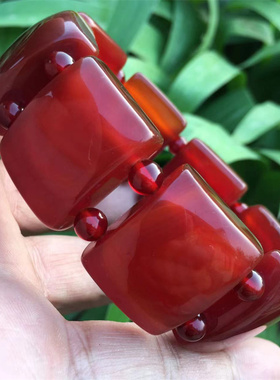 红玛瑙方块手链酒红色玉髓手串男