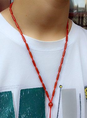 红玛瑙直筒珠项链绳本命年转运珠