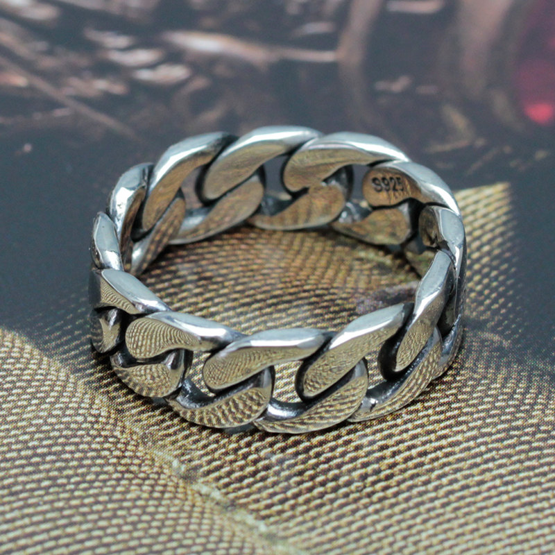 ruibeila925银链条男女情侣银戒指 ruibeila戒指/指环