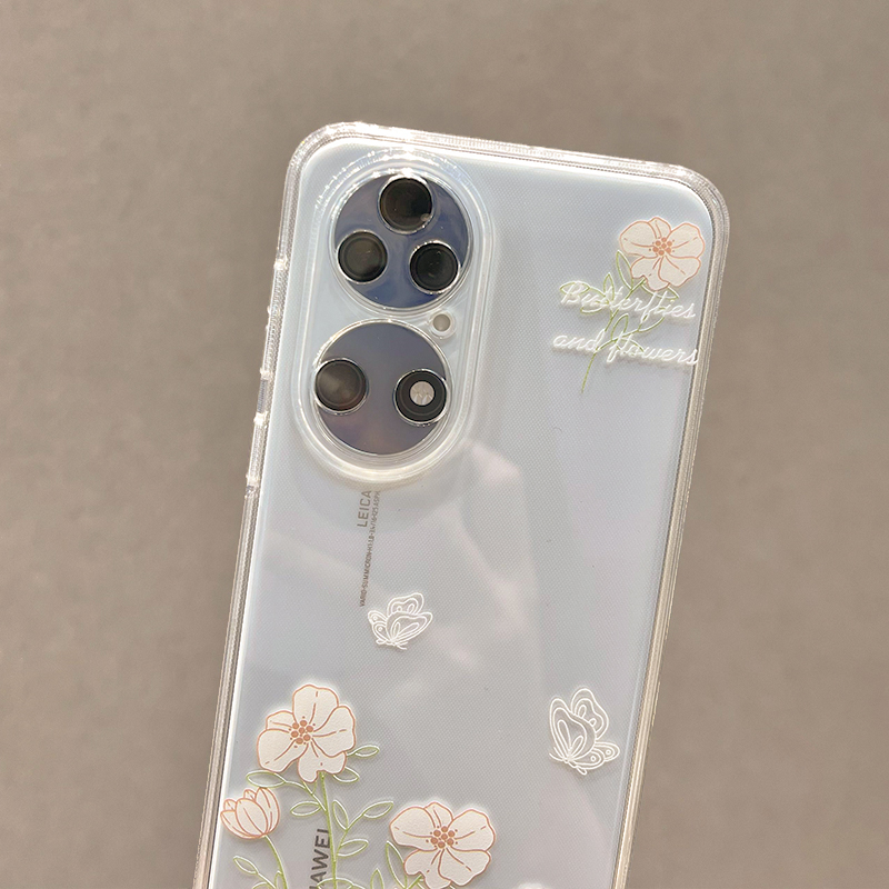 IPJ蝴蝶小花适用华为p50/p40pro手机壳nova10/9荣耀70/60新款女opporeno8简约p30/p20小米12红米k50套vivox80 - 图2