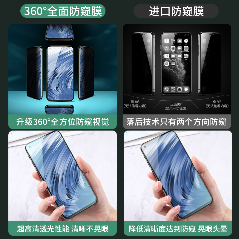 适用realmev15钢化膜防窥真我v15手机v13防窥膜v11全屏relamev11游戏oppo防窥opporealmev13无白边realme贴膜 - 图1