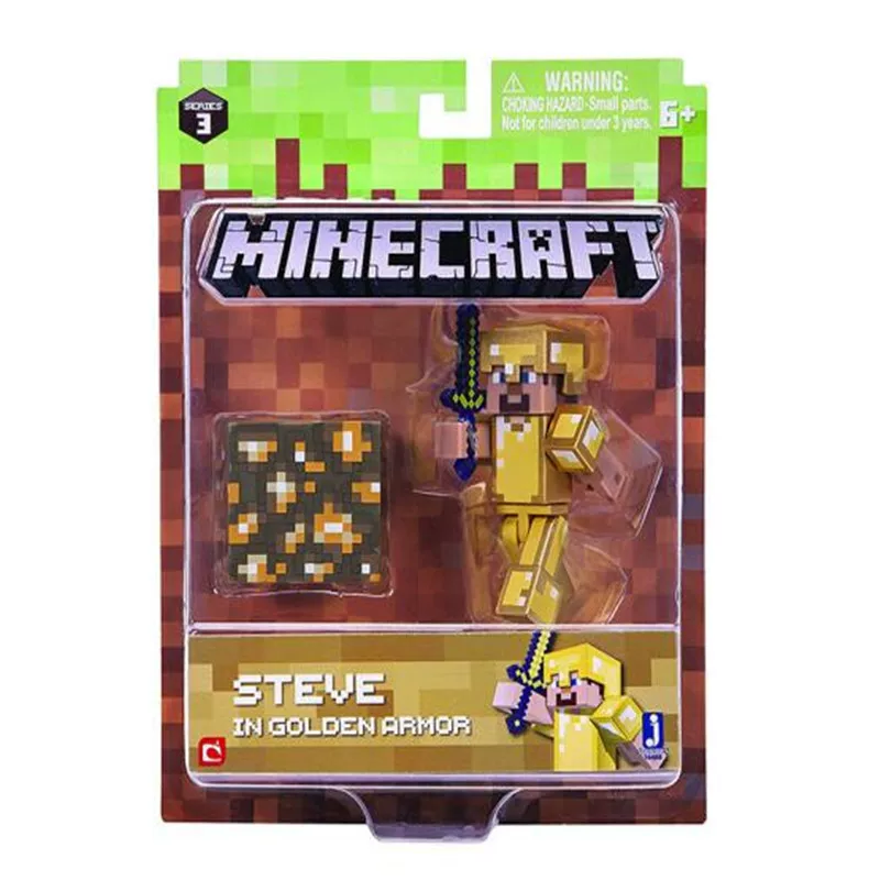 Подлинный MINECRAFT Мой мир пластиковая кукольная игрушка, модель игры, та же золотая броня Steve