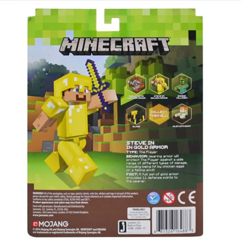 Подлинный MINECRAFT Мой мир пластиковая кукольная игрушка, модель игры, та же золотая броня Steve